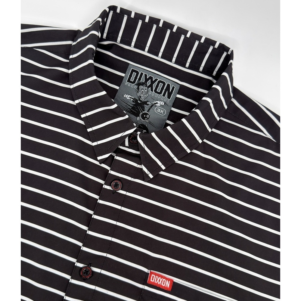 Dixxon Fast Lane Shirt Men's 3XL Black Stripe Stretch Button Up Casual SS